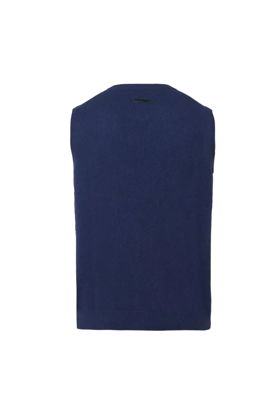 Lacivert Saf Kamir Gio V Yaka Erkek Süveter Silk and Cashmere