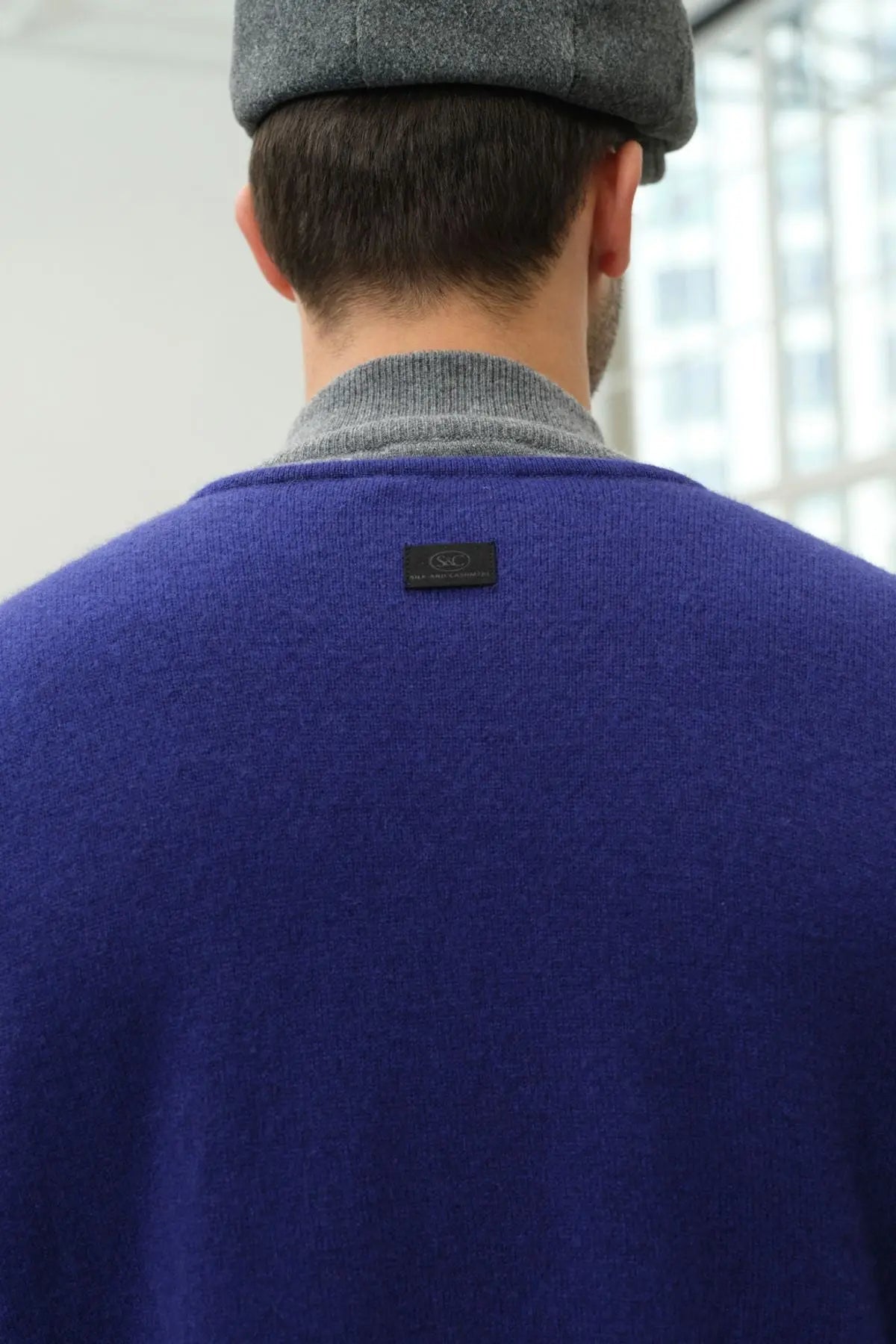 Lacivert Saf Kamir Valdes V Yaka Erkek Yelek Silk and Cashmere