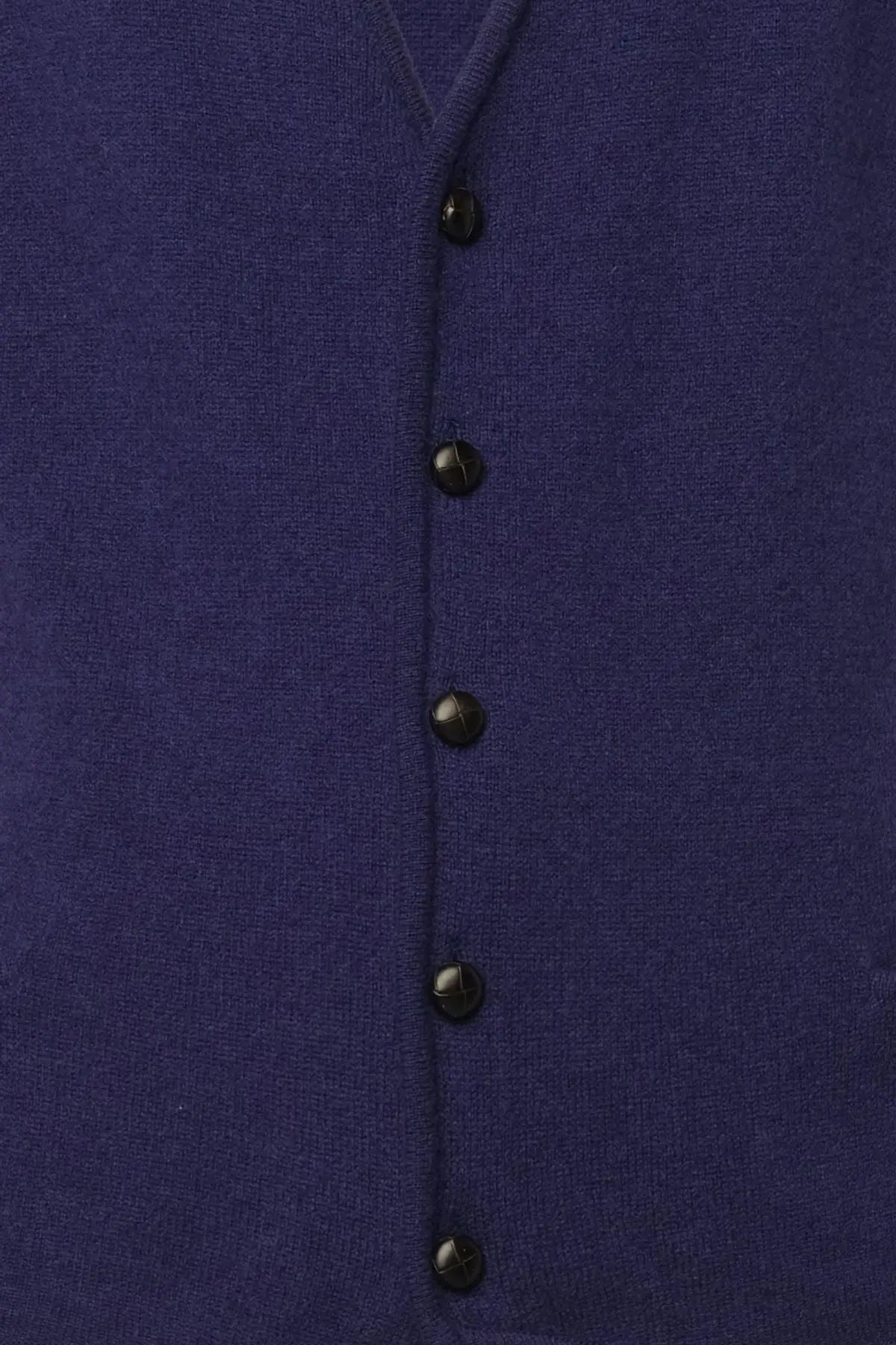 Lacivert Saf Kamir Valdes V Yaka Erkek Yelek Silk and Cashmere