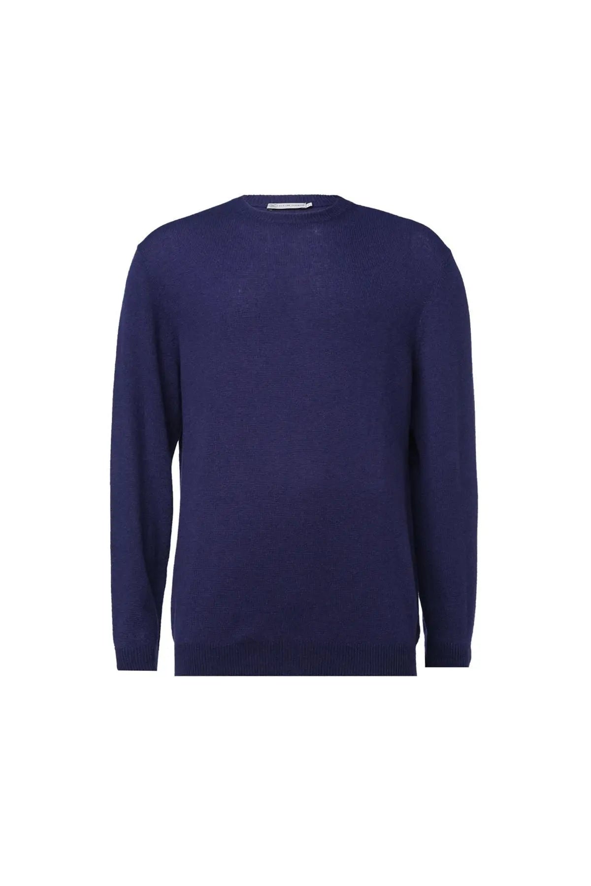 Lacivert Saf Kamir Yuvarlak Yaka Uzun Kollu Vincent Kazak Silk and Cashmere