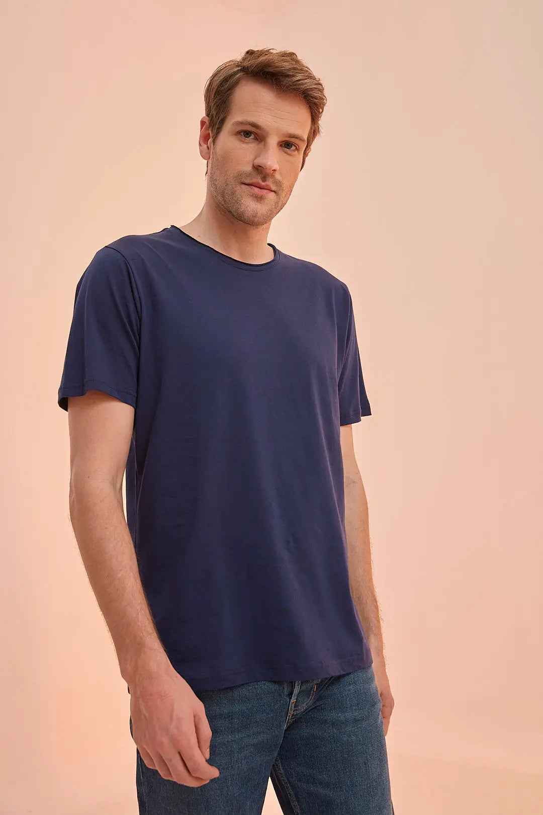 Lacivert & More Erkek Pamuk Yuvarlak Yaka Kısa Kollu Tişört Silk and Cashmere