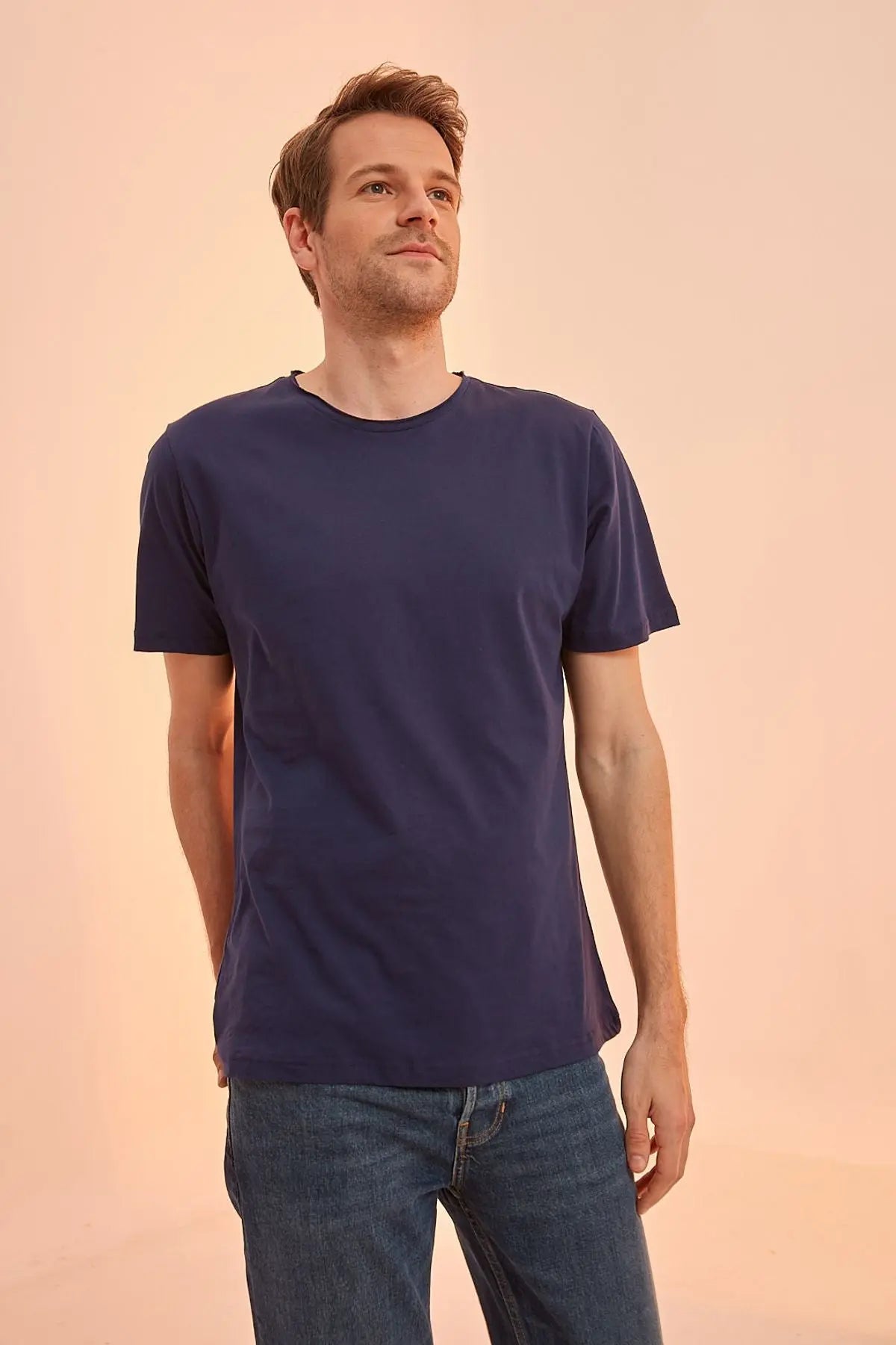 Lacivert & More Erkek Pamuk Yuvarlak Yaka Kısa Kollu Tişört Silk and Cashmere