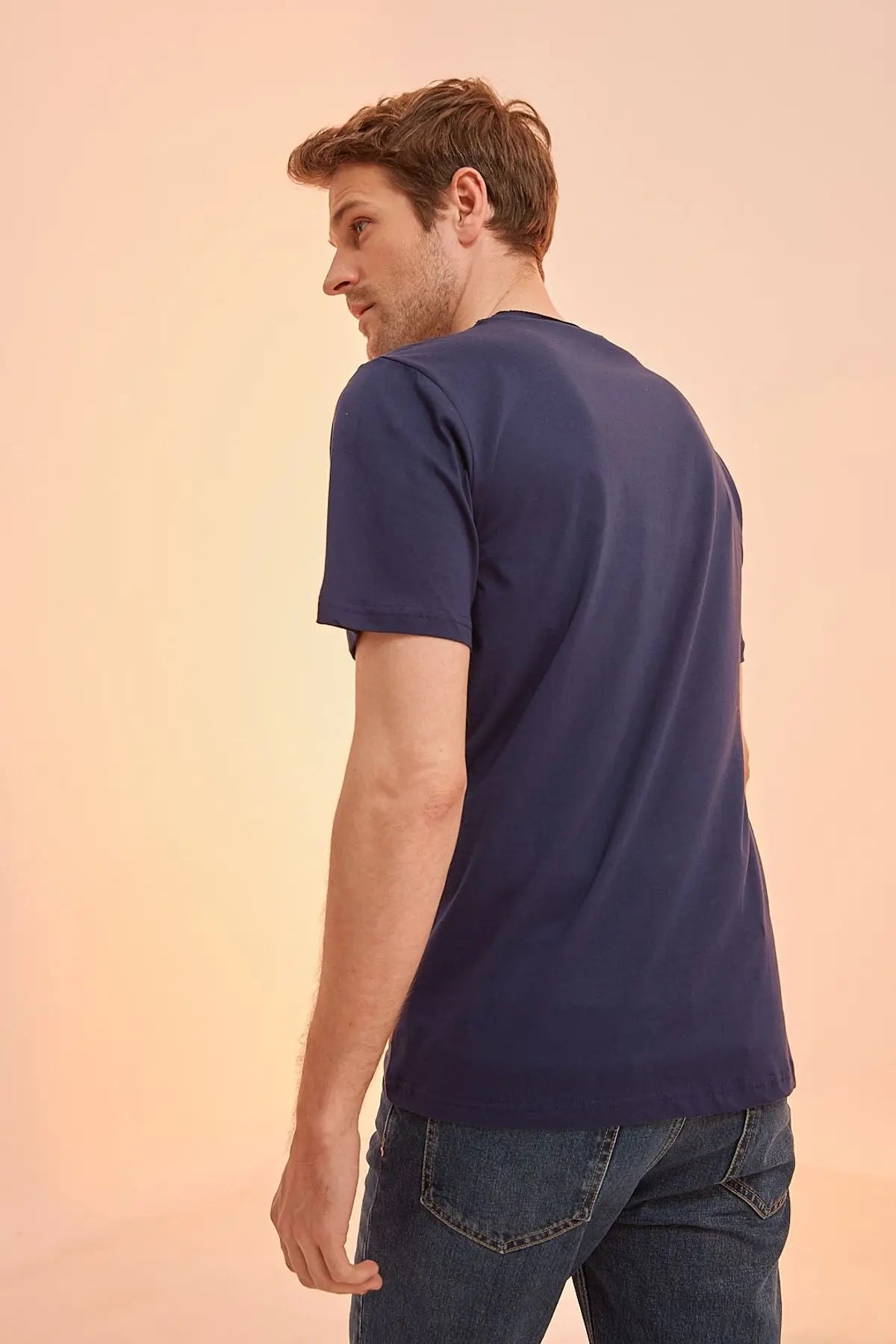 Lacivert & More Erkek Pamuk Yuvarlak Yaka Kısa Kollu Tişört Silk and Cashmere