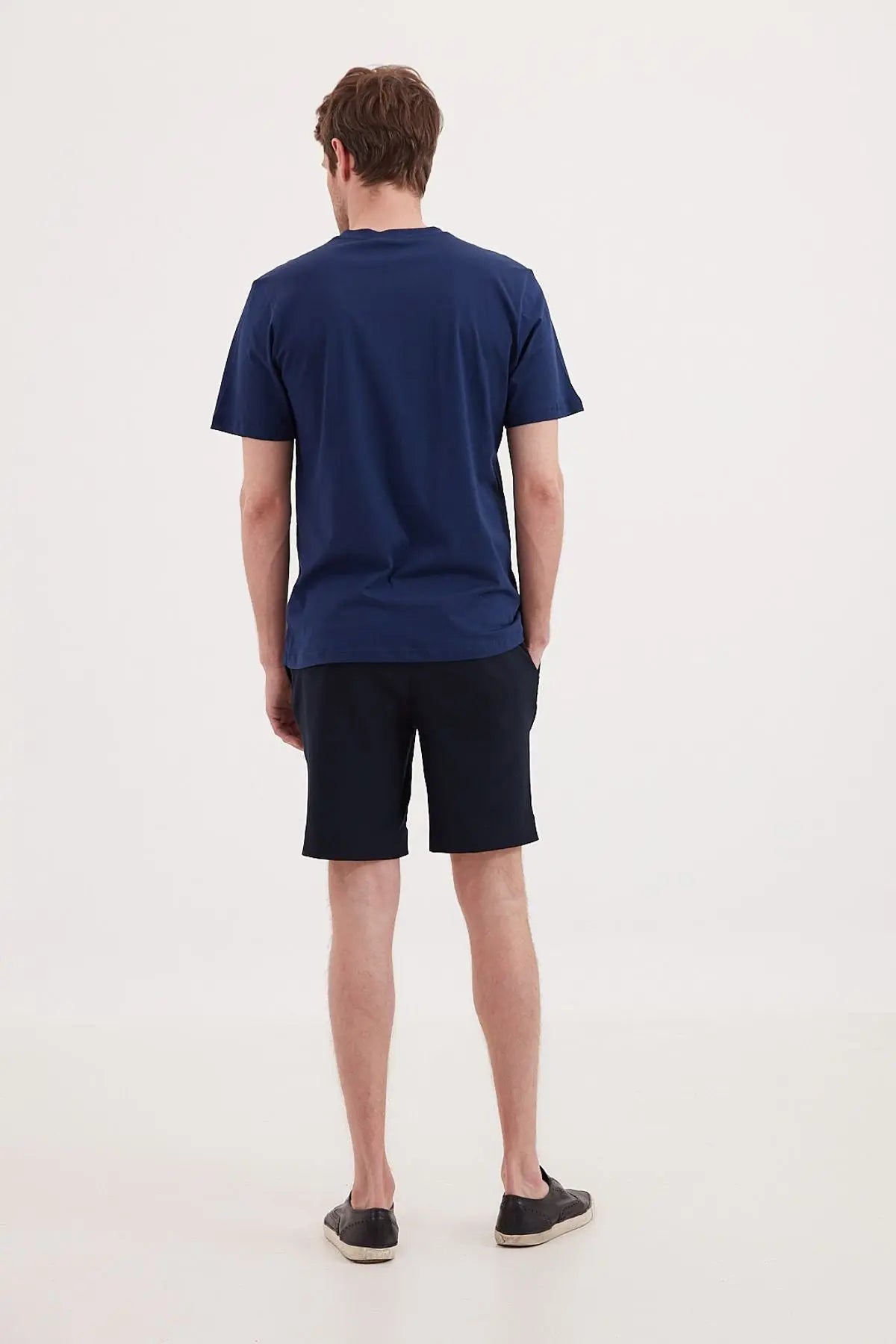 Lacivert & More Erkek V Yaka  Kısa Kollu Pamuk Tişört Silk and Cashmere