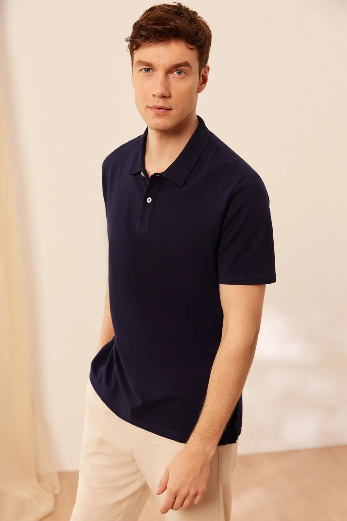 Lacivert & More Johnny Erkek Kısa Kollu Polo Yaka Tişört Silk and Cashmere