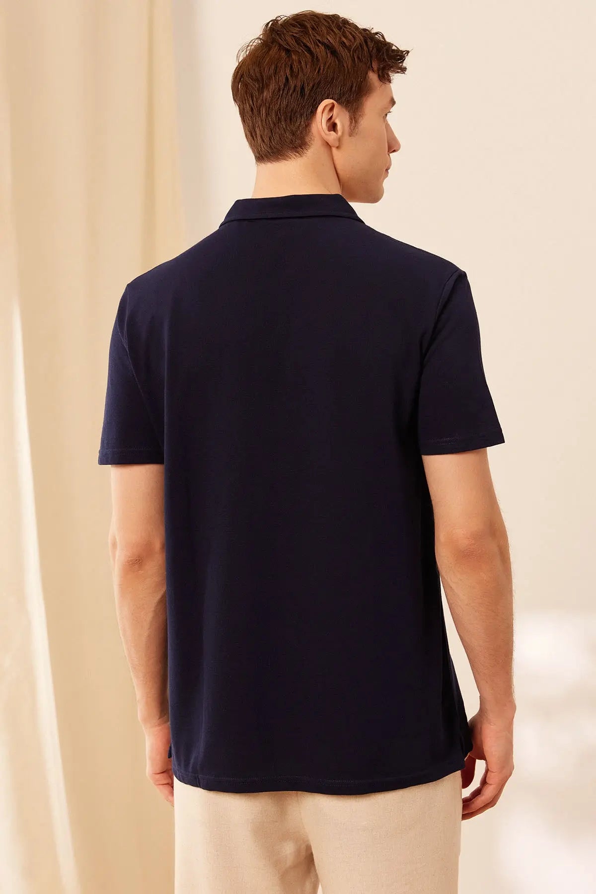 Lacivert & More Johnny Erkek Kısa Kollu Polo Yaka Tişört Silk and Cashmere