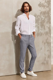 Lacivert & More Leon Ketenli Beli Lastik Detayl Erkek Pantolon Silk and Cashmere