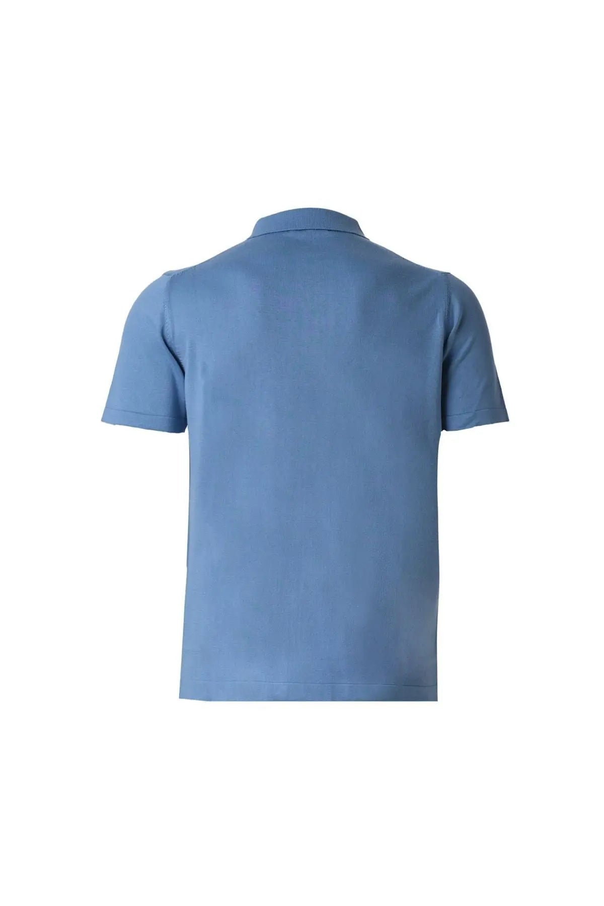 Mavi İpek Pamuk Kısa Kollu Quentin Erkek Triko Gömlek Silk and Cashmere