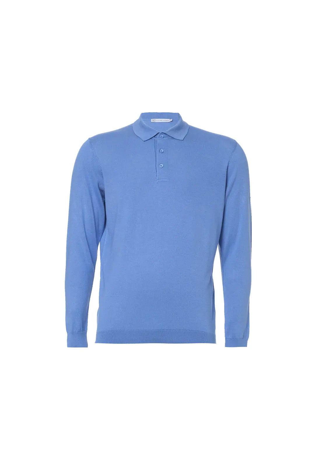 Mavi İpek ve Kaşmir Polo Yaka Uzun Kollu Utku Erkek Triko Silk and Cashmere