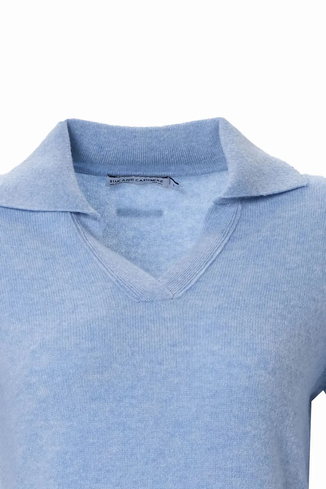 Mavi Kostir Saf Kaşmir Polo Yaka Uzun Kollu Kadın Kazak Silk and Cashmere