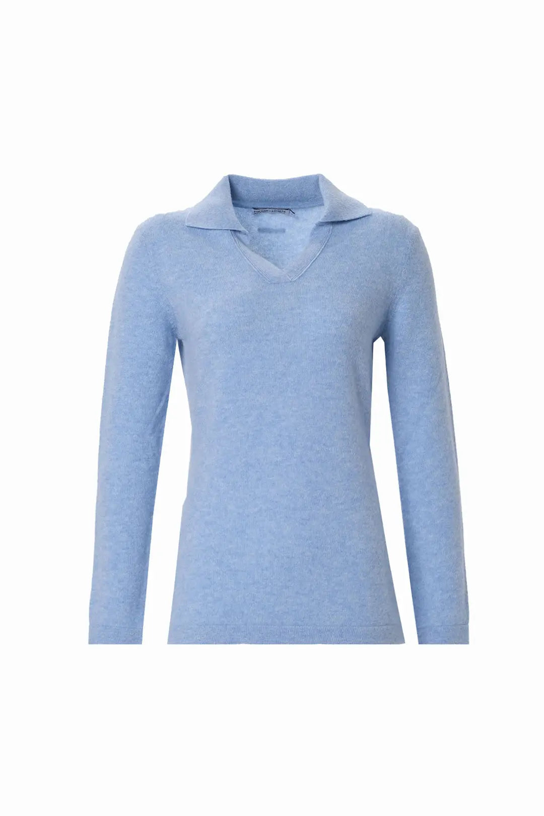 Mavi Kostir Saf Kaşmir Polo Yaka Uzun Kollu Kadın Kazak Silk and Cashmere