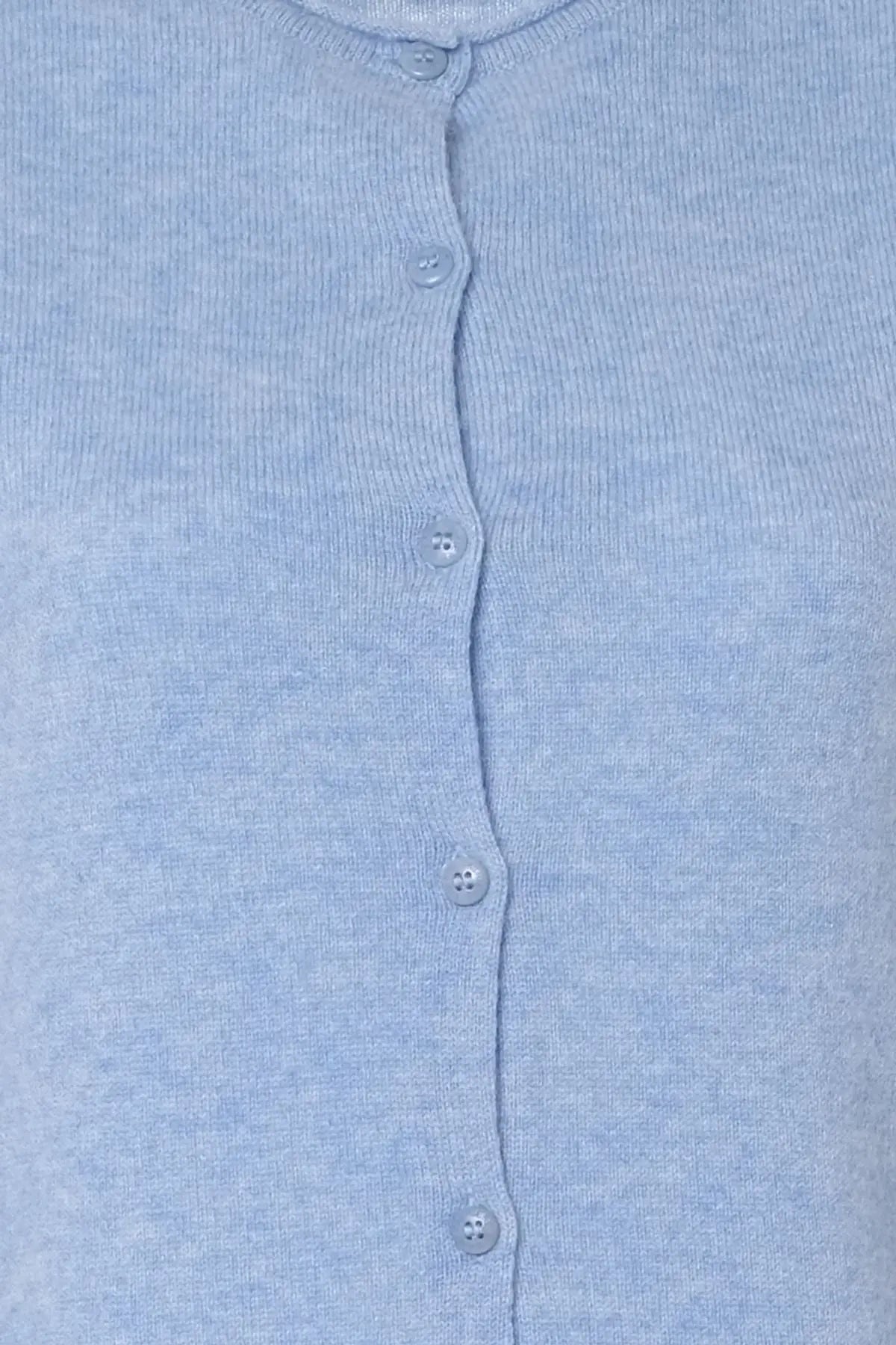 Mavi New Basic Saf Kaşmir Yuvarlak Yaka Uzun Kollu Kadın Hırka Silk and Cashmere