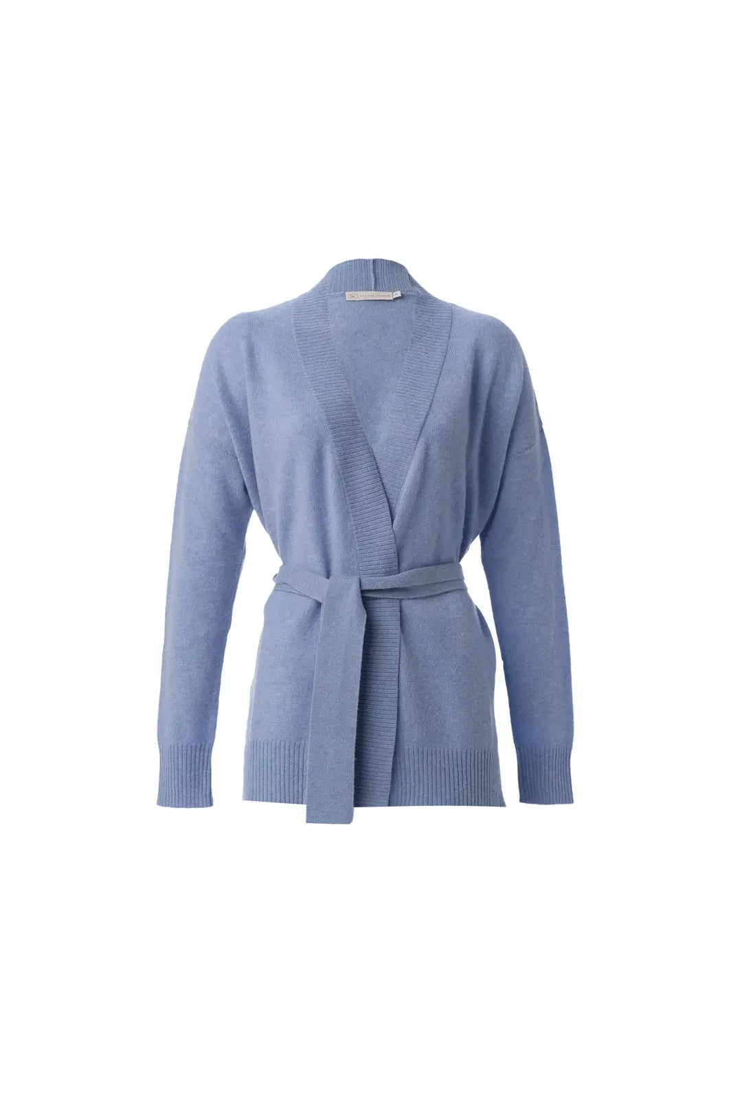 Mavi Saf Kaşmir Angel T Kollu Kuşaklı Hırka Silk and Cashmere