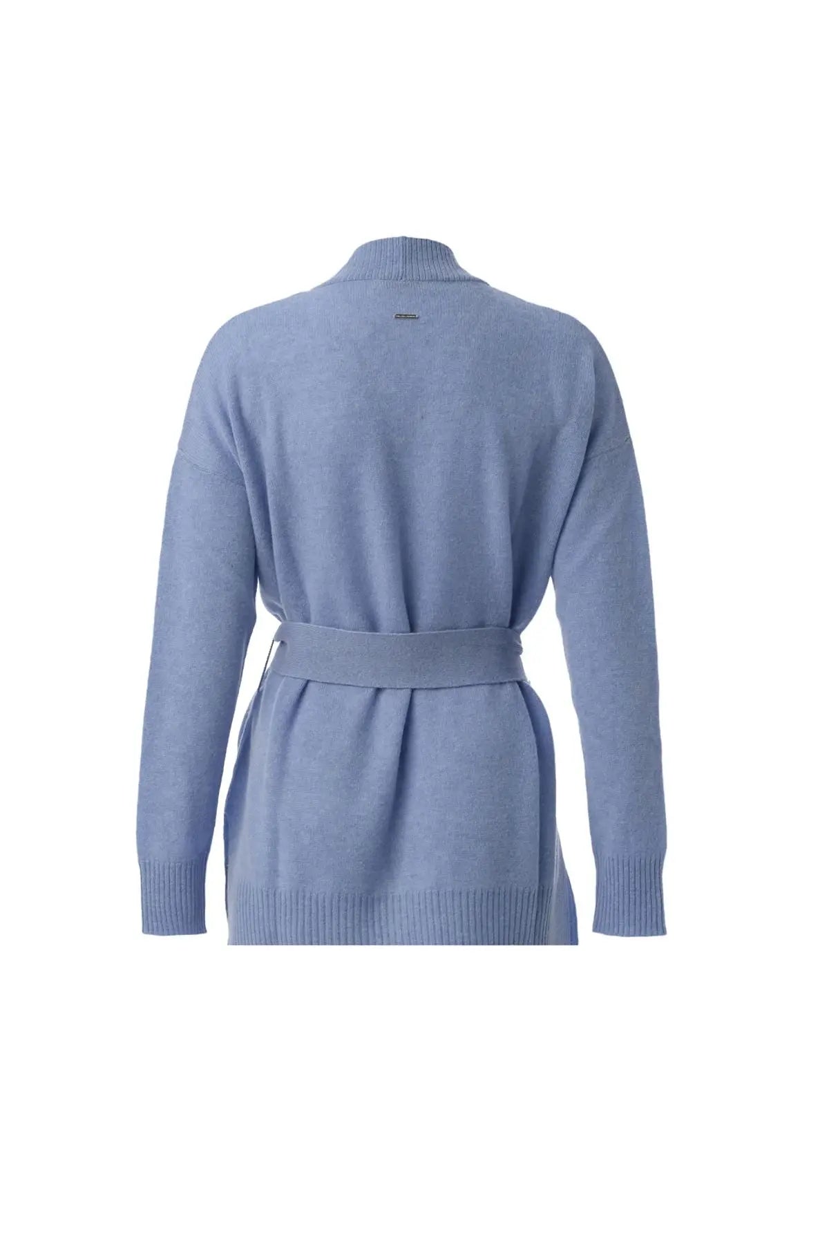 Mavi Saf Kaşmir Angel T Kollu Kuşaklı Hırka Silk and Cashmere