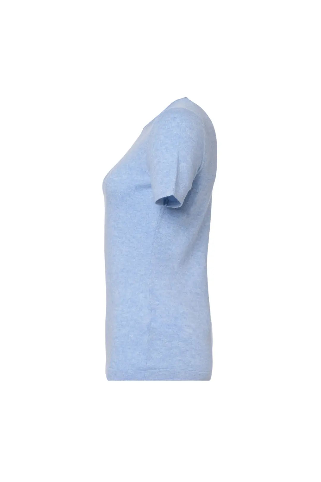 Mavi Saf Kaşmir Basic Yuvarlak Yaka Kısa Kollu Kadın Kazak Silk and Cashmere