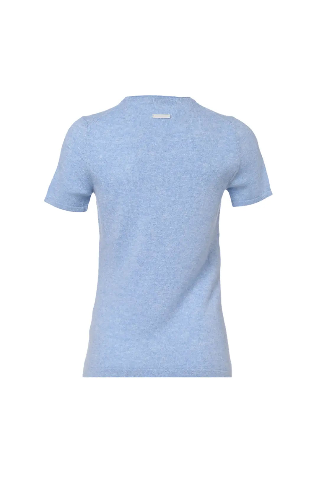 Mavi Saf Kaşmir Basic Yuvarlak Yaka Kısa Kollu Kadın Kazak Silk and Cashmere