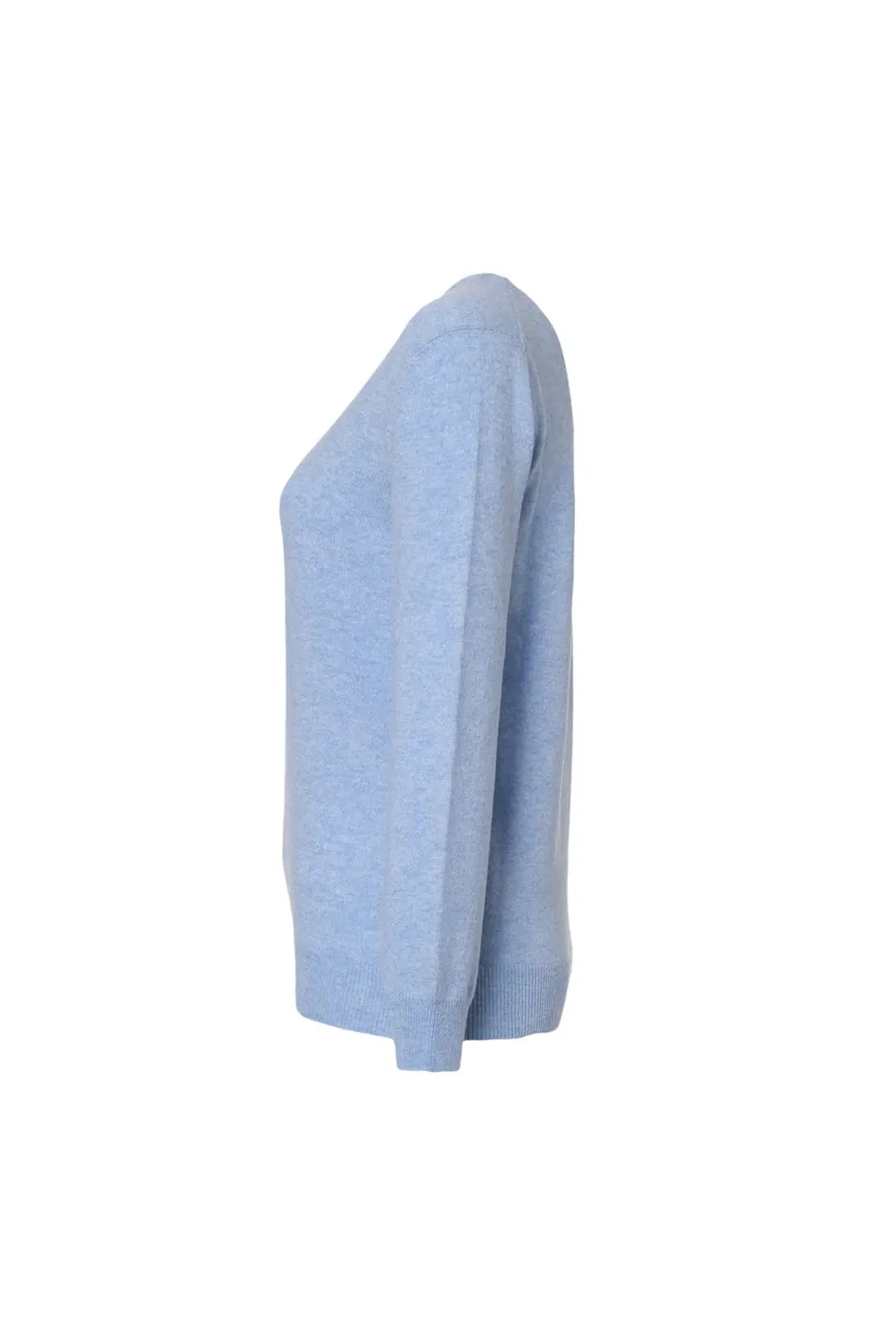 Mavi Saf Kaşmir Veronique V Yaka Uzun Kollu Kadın Kazak Silk and Cashmere