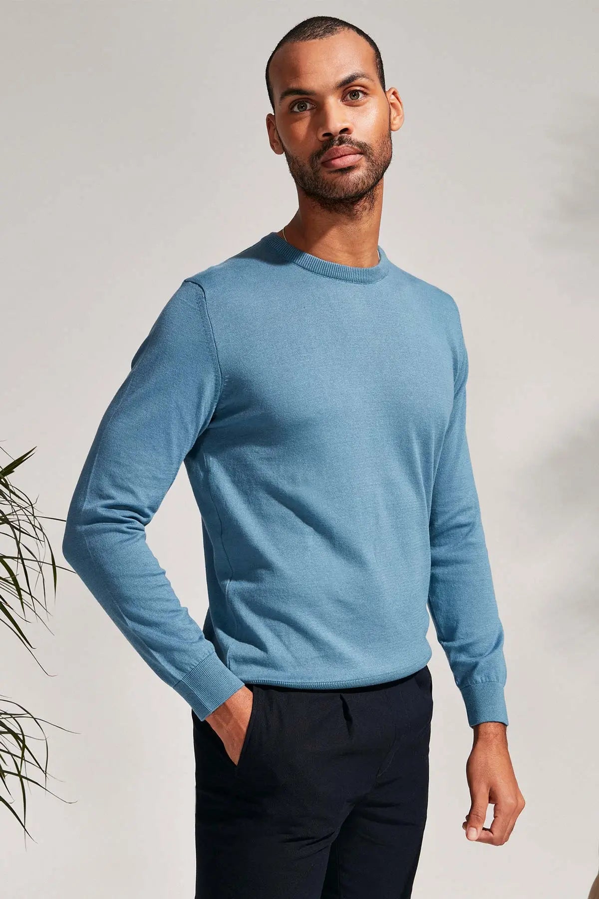 Mavi & More Clark Erkek Yuvarlak Yaka Uzun Kollu Erkek Triko Silk and Cashmere