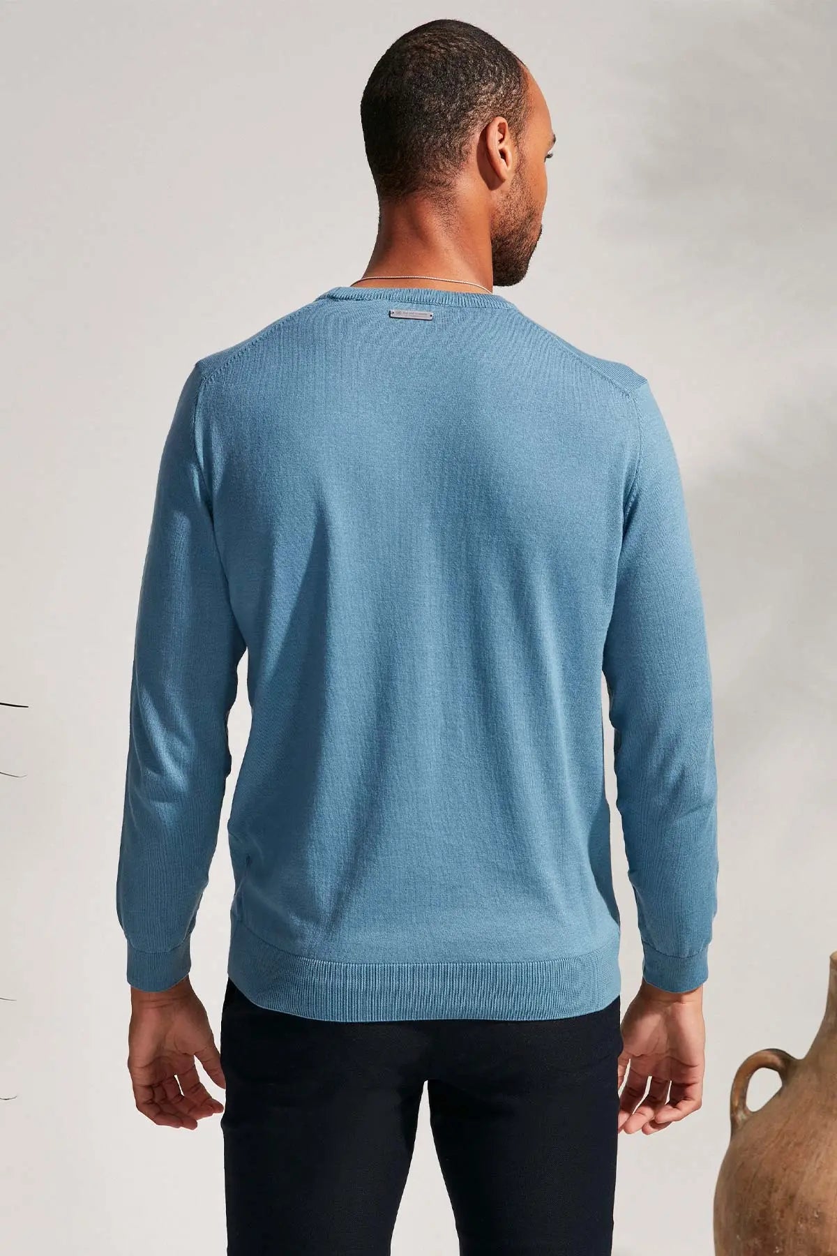 Mavi & More Clark Erkek Yuvarlak Yaka Uzun Kollu Erkek Triko Silk and Cashmere