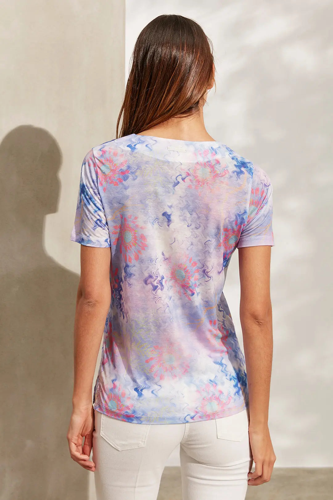 Mavi & More Sirena Etnik Baskılı Süper İnce Modal Kısa Kollu Tişört Silk and Cashmere