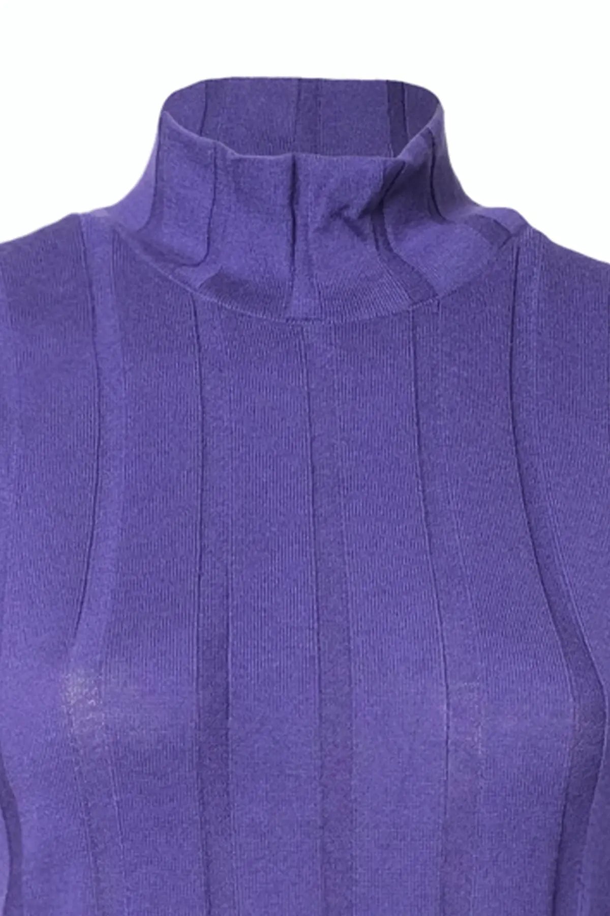 Menekşe Aleyna İpek Kaşmir Yarım Balıkçı Yaka Ribanalı Kolsuz Kadın Triko Silk and Cashmere