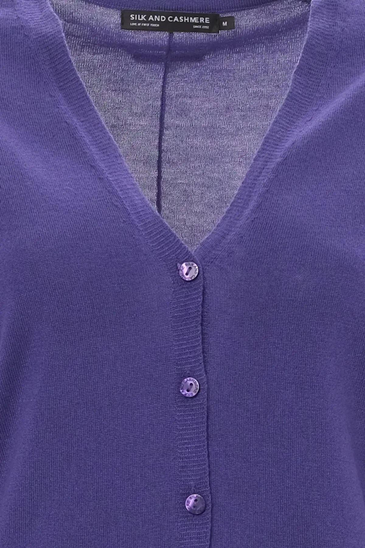 Menekşe Aleyna İpek ve Kaşmir V Yaka Uzun Kollu Kadın Hırka Silk and Cashmere