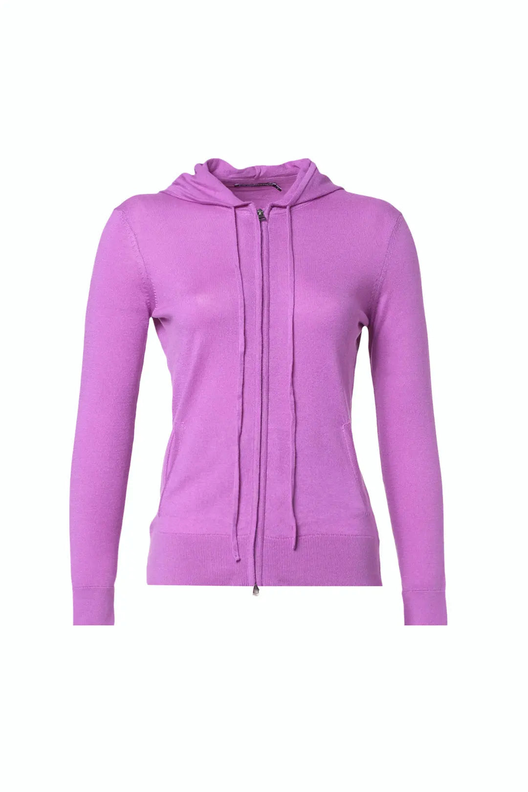 Mor İpek ve Kaşmir Aleyna Kapüşonlu Uzun Kollu Kadın Hırka Silk and Cashmere