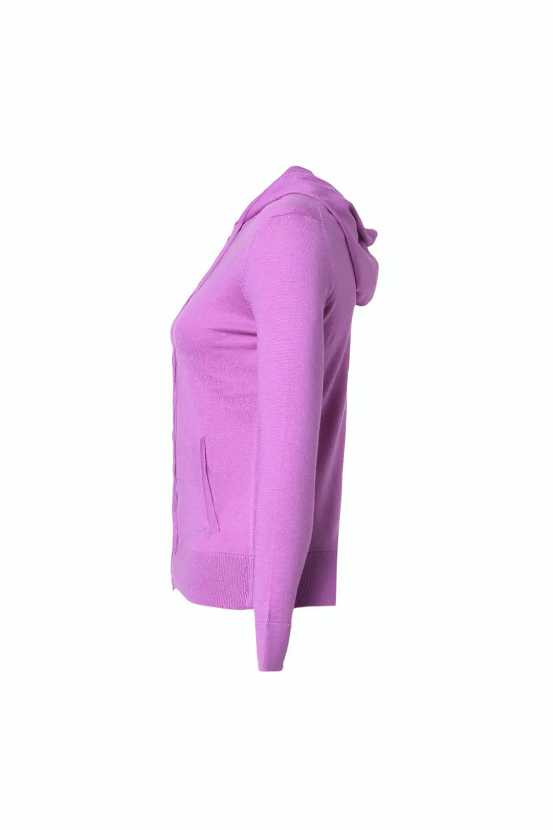 Mor İpek ve Kaşmir Aleyna Kapüşonlu Uzun Kollu Kadın Hırka Silk and Cashmere