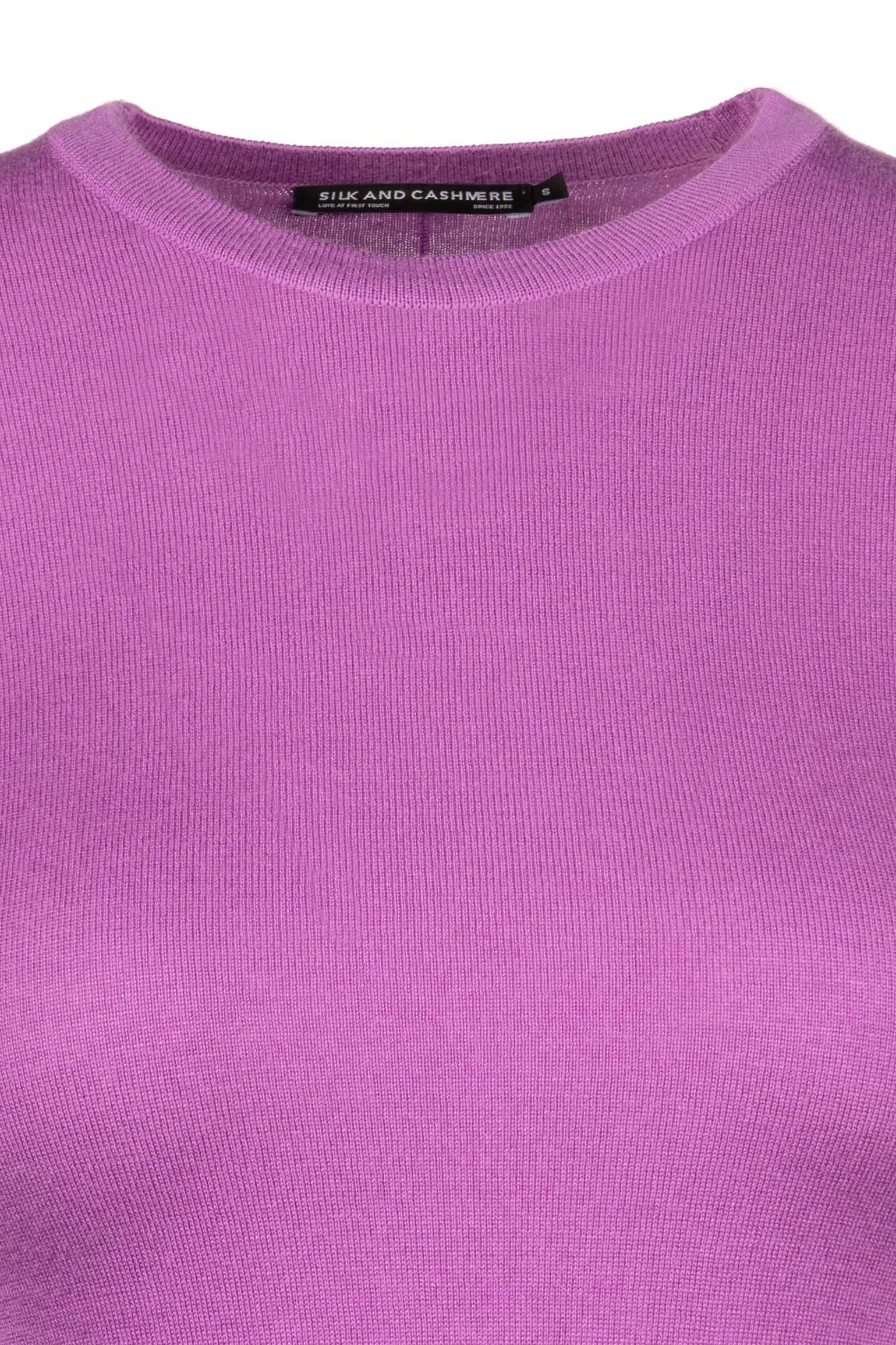 Mor Aleyna İpek ve Kaşmir Yuvarlak Yaka Kısa Kollu Kadın Triko