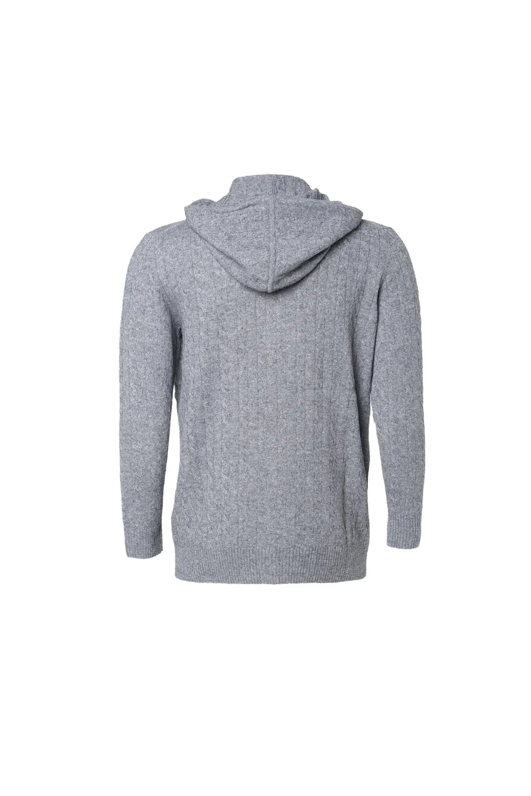 Orta Gri Melanj Kaşmirli Amerigo Kapüşonlu Fermuarlı Hırka Silk and Cashmere