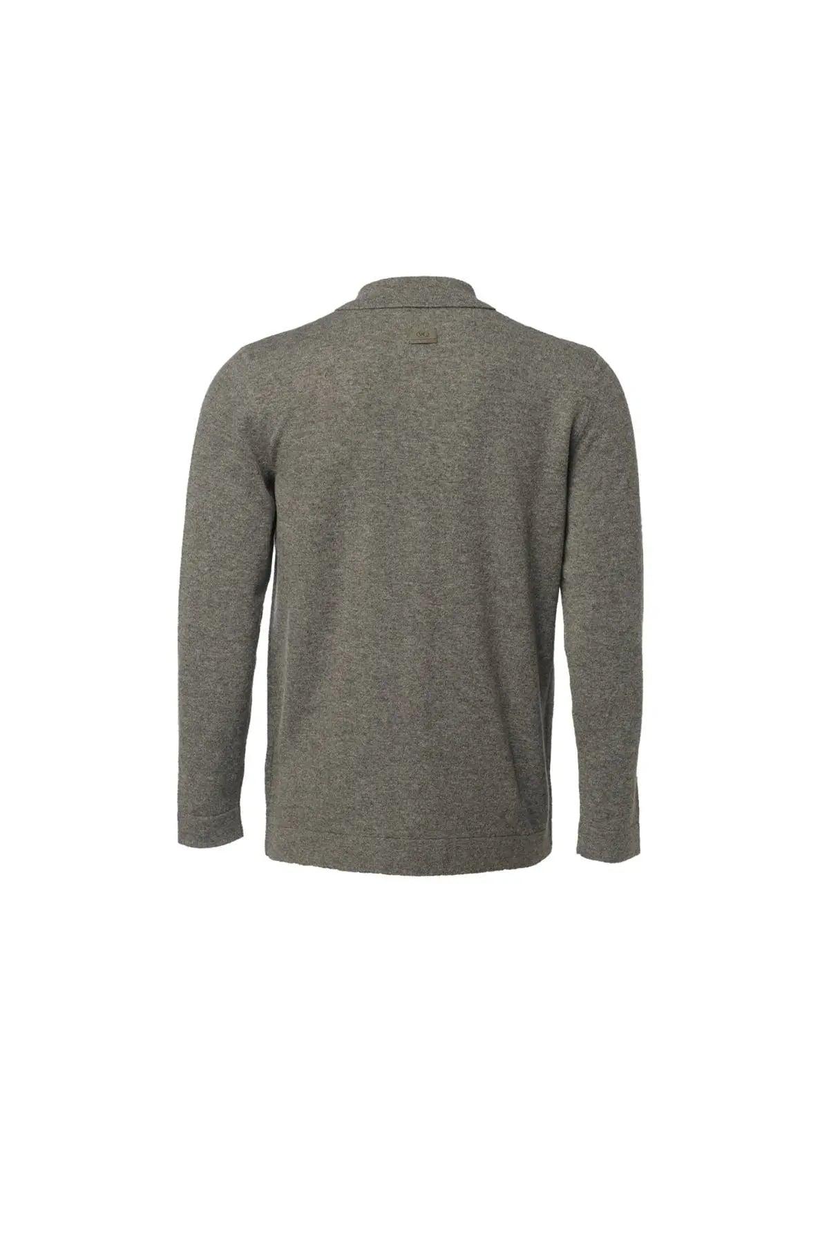 Orta Gri Melanj Saf Kamir Polo Yaka Uzun Kollu Erkek Gömlek Silk and Cashmere