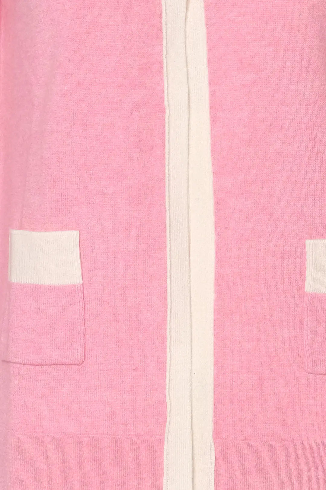 Pembe AHS Merino Yünü Kaşmir Bordür Detaylı Yuvarlak Yaka Uzun Kollu Kadın Hırka Silk and Cashmere