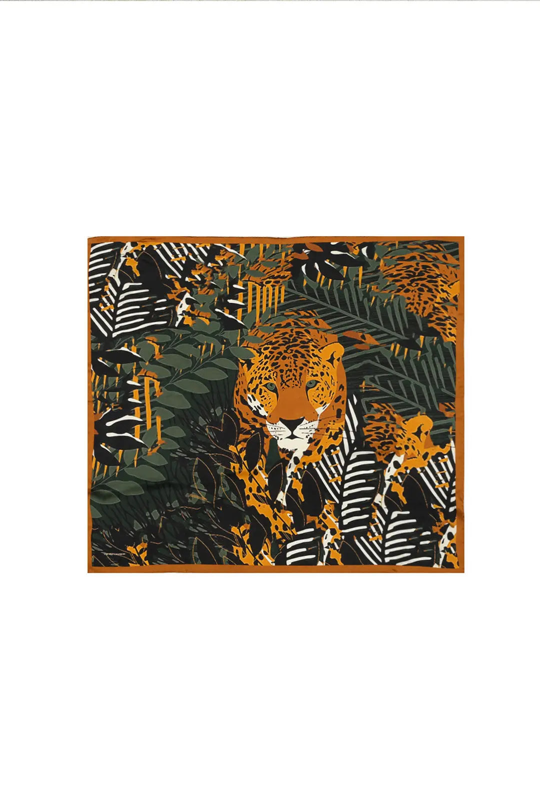 Renkli Saf İpek Leopar Desenli Kadın Kare Eşarp 90 x 90 cm Silk and Cashmere