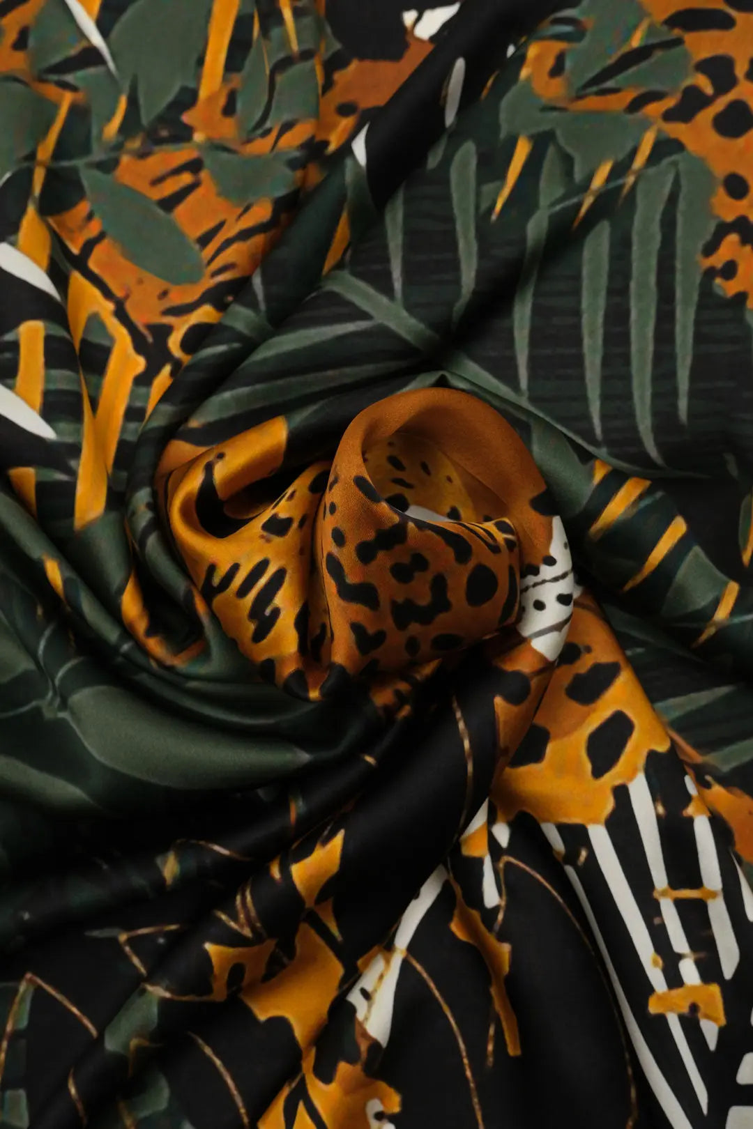 Renkli Saf İpek Leopar Desenli Kadın Kare Eşarp 90 x 90 cm Silk and Cashmere