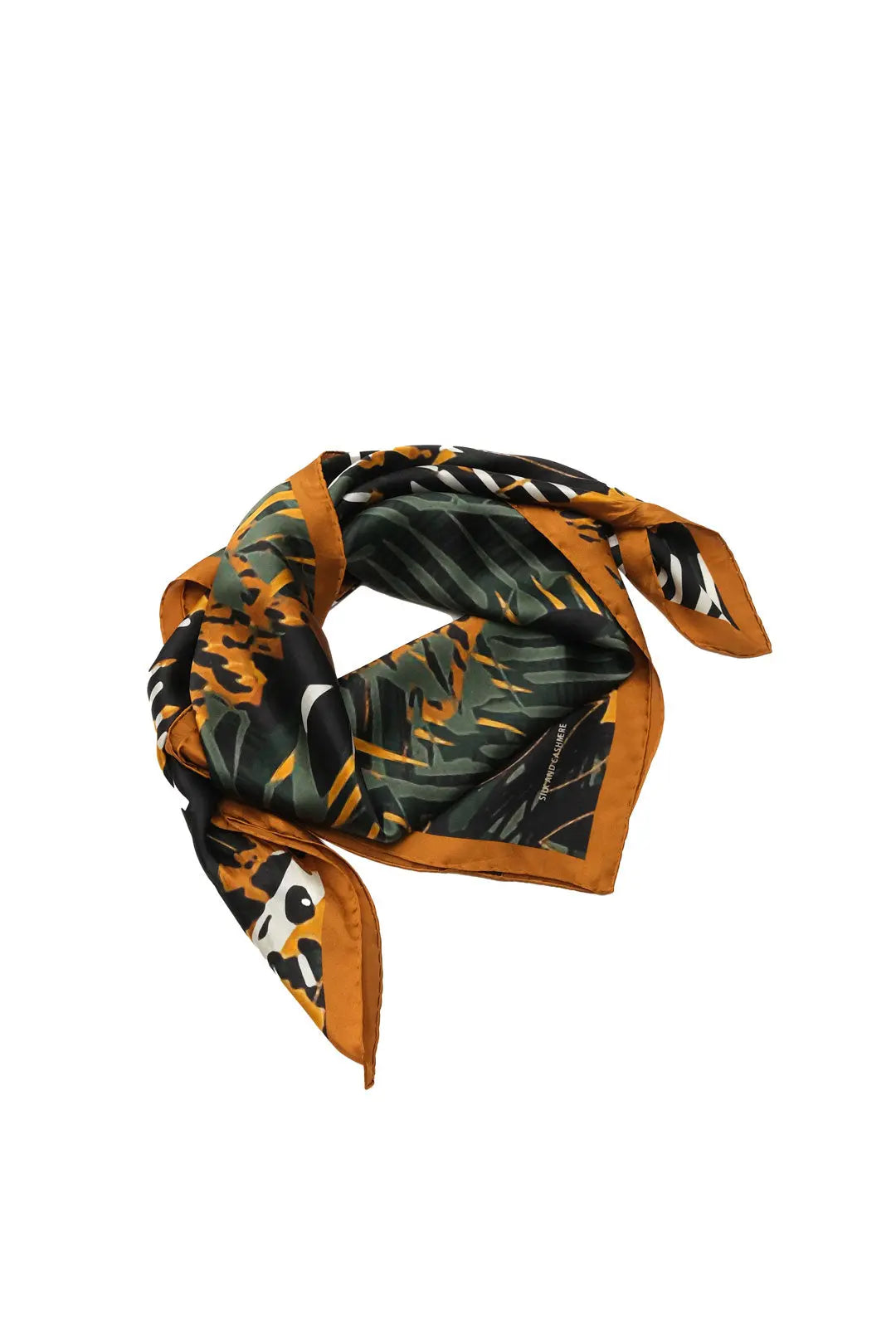 Renkli Saf İpek Leopar Desenli Kadın Kare Eşarp 90 x 90 cm Silk and Cashmere