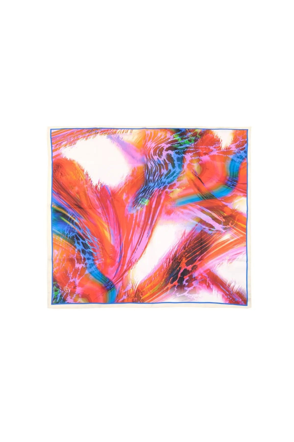 Renkli Saf İpek Leopar Desenli Kare Eşarp 90 x 90 cm Silk and Cashmere