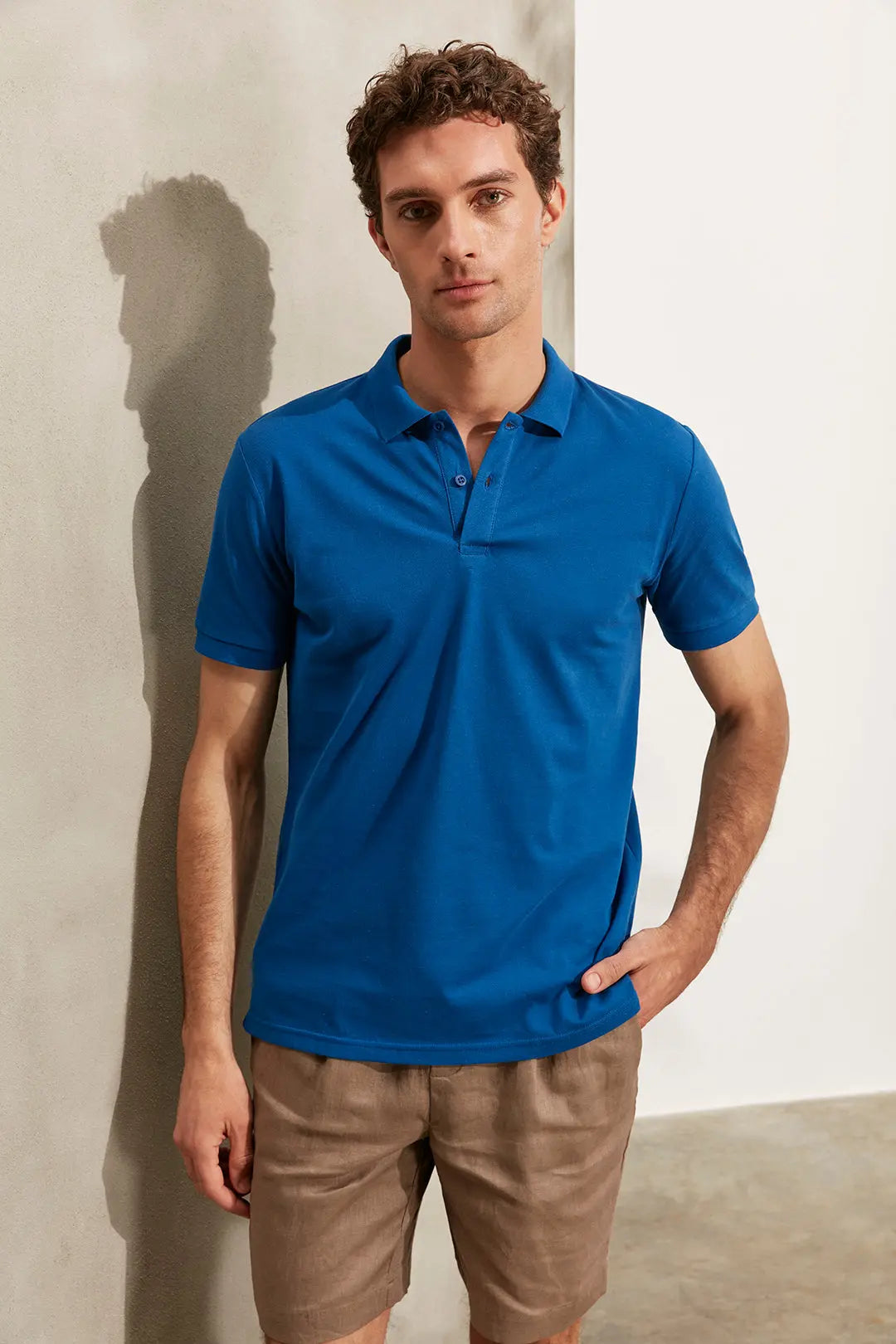 Saks Mavi & More Kısa Kollu Polo Yaka Erkek Tişört Silk and Cashmere