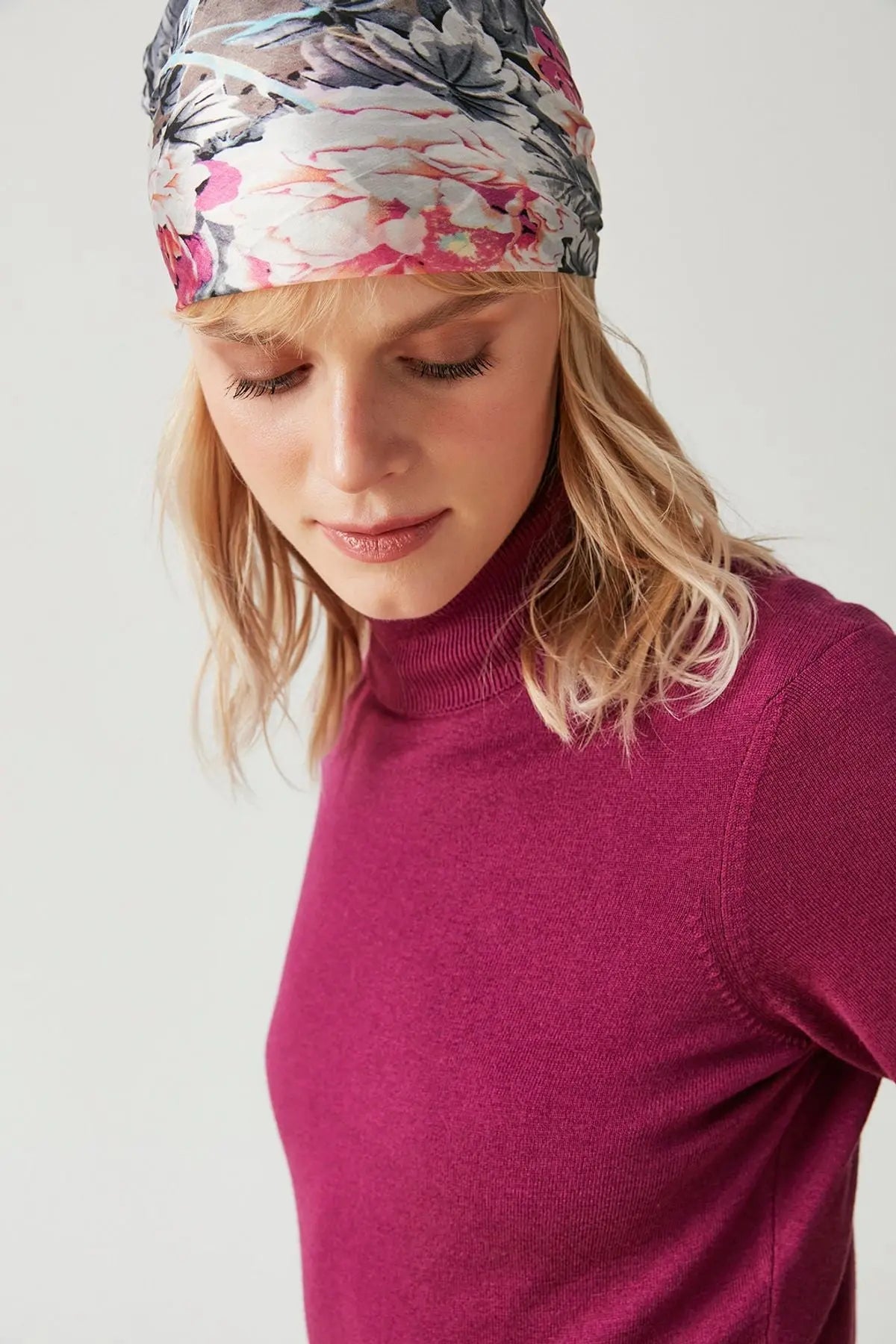 Şarap İpek ve Kaşmir Balıkçı Yaka Uzun Kollu Aleyna Triko Silk and Cashmere