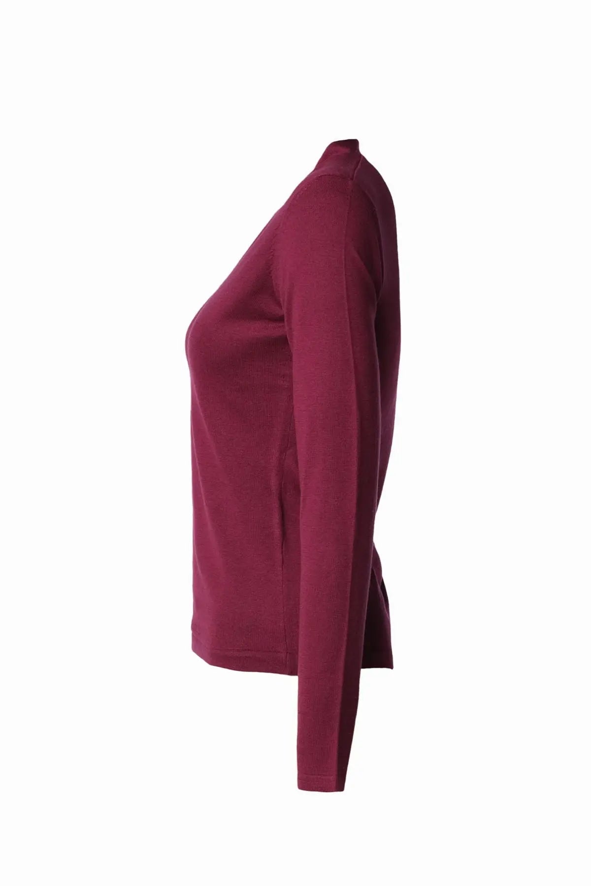 Şarap İpek ve Kaşmir Derin V Yaka Uzun Kollu Aleyna Triko Silk and Cashmere