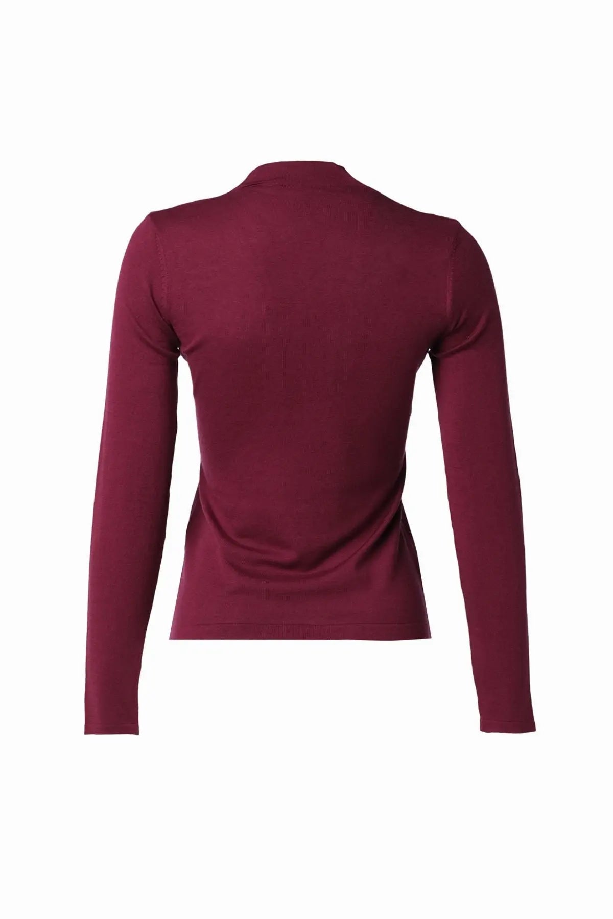 Şarap İpek ve Kaşmir Derin V Yaka Uzun Kollu Aleyna Triko Silk and Cashmere