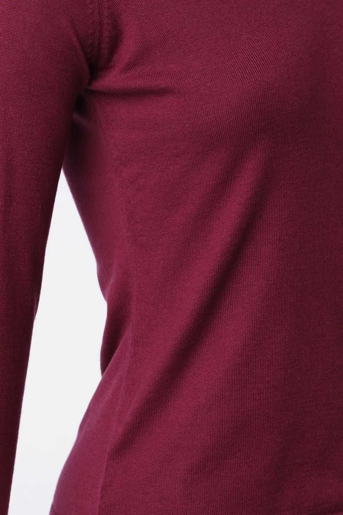 Şarap İpek ve Kaşmir Derin V Yaka Uzun Kollu Aleyna Triko Silk and Cashmere