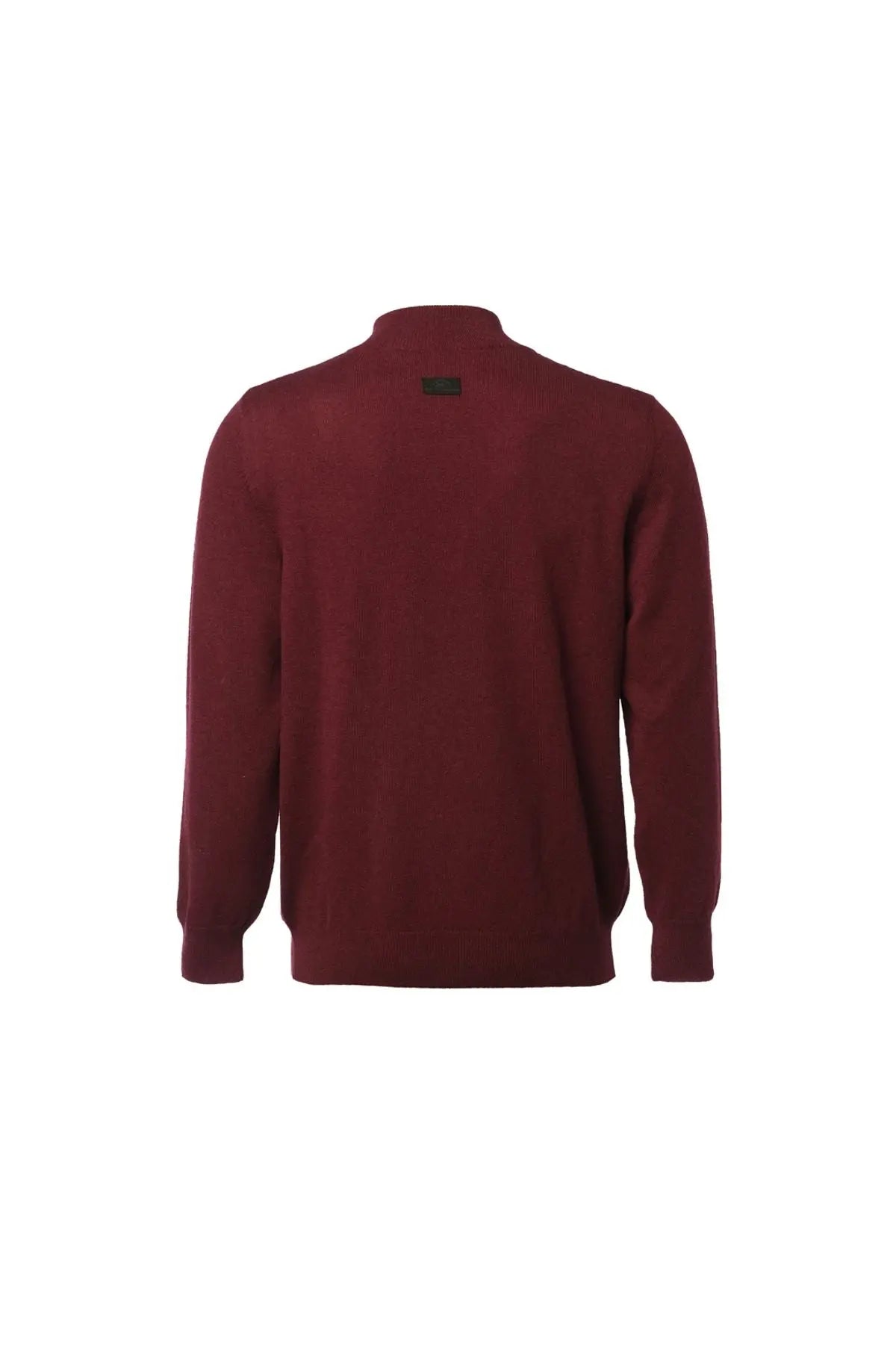 Şarap Saf Kaşmir Fermuarlı Yaka Uzun Kollu Erkek Kazak Silk and Cashmere