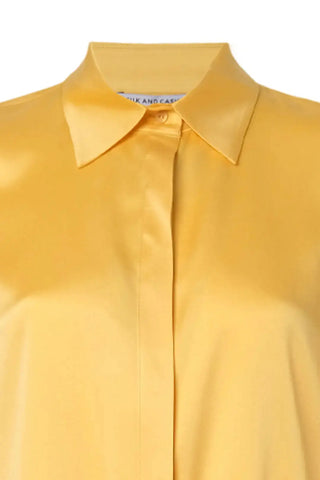 Sarı Saf İpek Audrey Uzun Kollu Gömlek Silk and Cashmere
