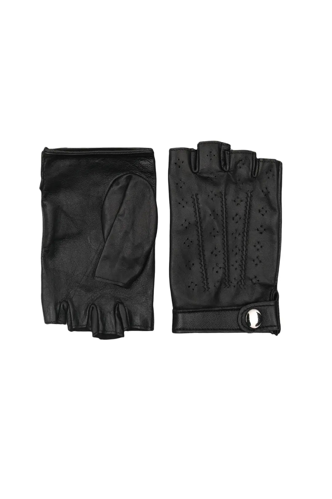 Siyah Alexia  Deri Parmaksız Kadın Eldiven Silk and Cashmere