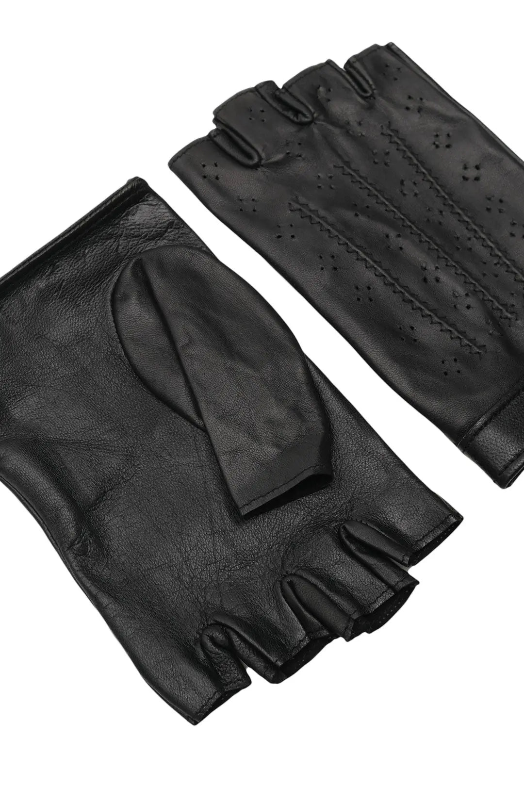 Siyah Alexia  Deri Parmaksız Kadın Eldiven Silk and Cashmere