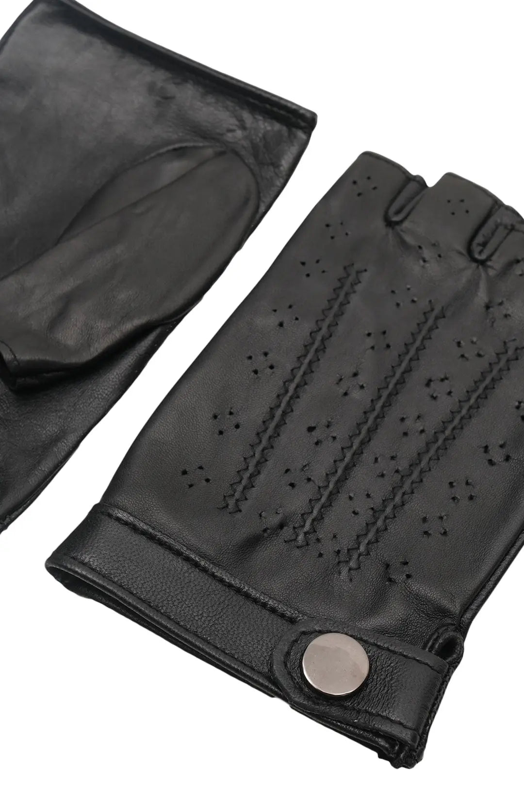 Siyah Alexia  Deri Parmaksız Kadın Eldiven Silk and Cashmere