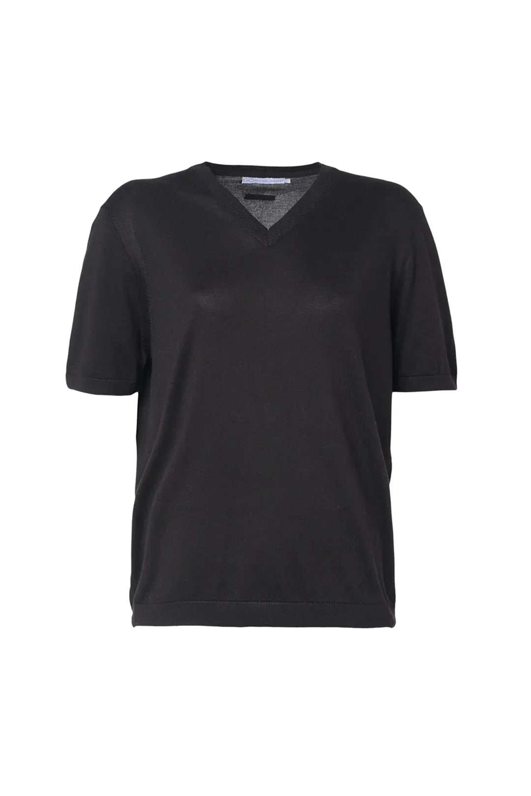 Siyah Clementine V Yaka Ksa Kollu Triko Silk and Cashmere