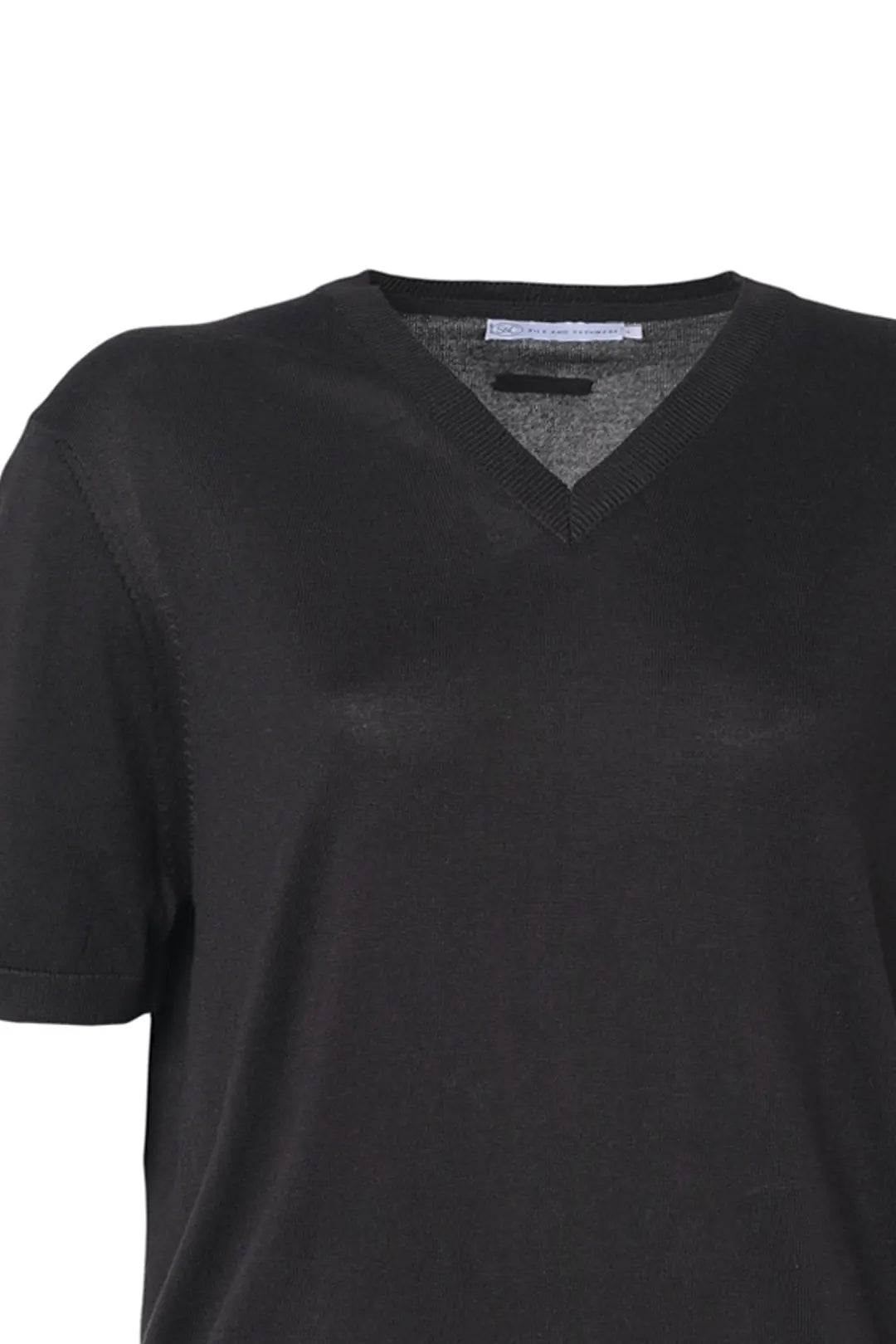 Siyah Clementine V Yaka Ksa Kollu Triko Silk and Cashmere