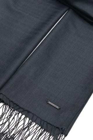 Siyah El Yapımı Saf İpek Unisex Şal 70 x 180 cm Silk and Cashmere
