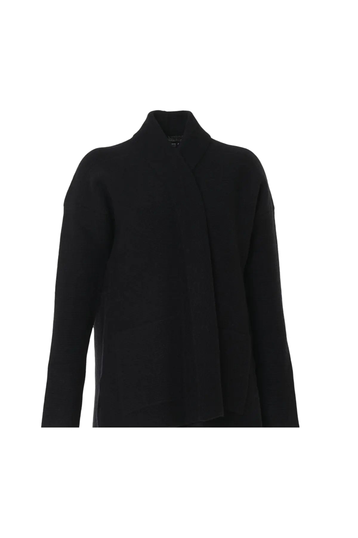 Siyah Fabiana Yün Ribana Detaylı Şal Yaka Uzun Kollu Kadın Hırka Silk and Cashmere